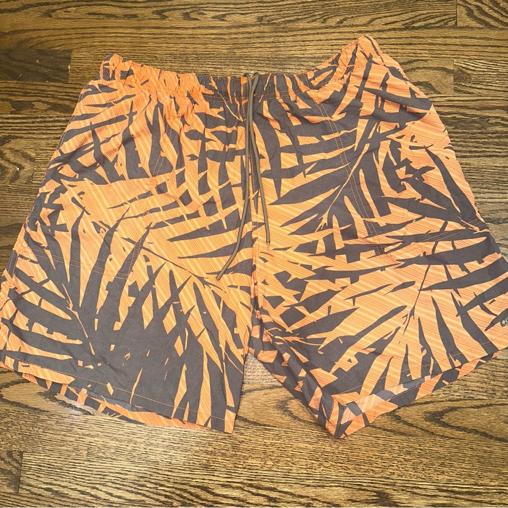 Mens XXL Columbia Water Short orange grey Tropical print